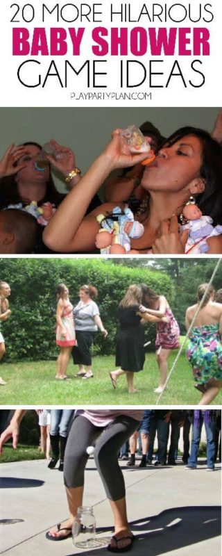 20 MORE hilarious baby shower games with everything from active baby shower games to printable baby shower games! Tons of great ideas on playpartyplan.com.