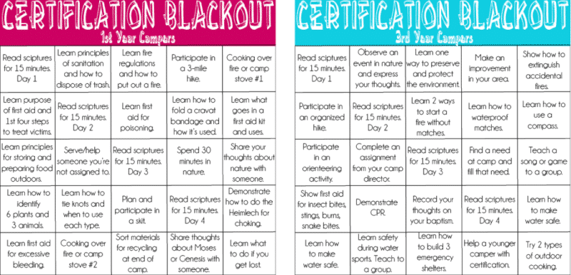 These girls camp certification cards are a fun and easy way for girls to keep track of their certification! And love her other camp certification ideas!