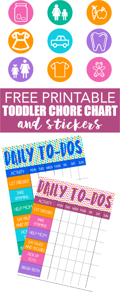 This free printable chore chart for toddlers is perfect and comes with free printable stickers that match the chart! Such a cute idea and love that it comes with boy and girl versions!