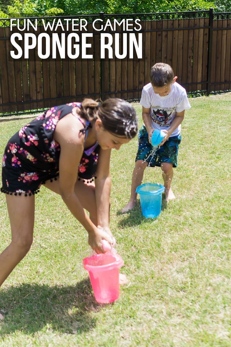 Kids getting wet in fun outdoor water games