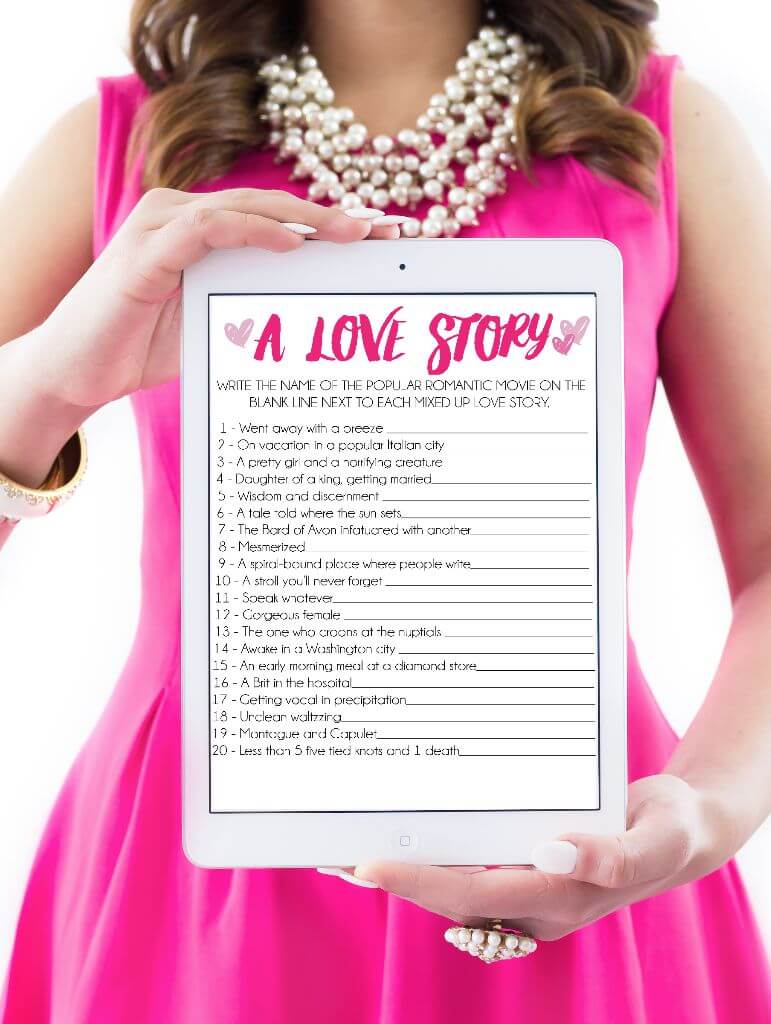 This mixed up love story bridal shower game idea looks like so much fun Definitely