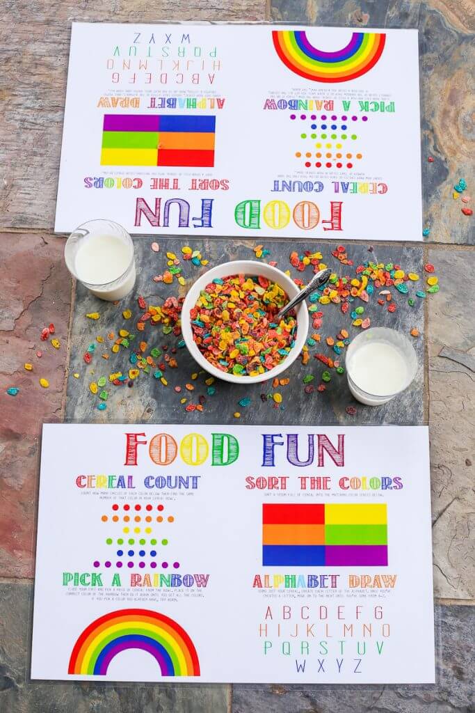 These free printable placemats for preschools are a fun way to get kids excited to go back to kindergarten or preschool! Perfect for a back to school breakfast, party, or even just for 3 year olds to enjoy every day. I love all four DIY back to school ideas and activities, and I know my son will absolutely love the pick a rainbow activity! 
