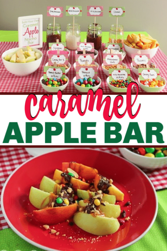 Let everyone make their own caramel apple nachos with this fun caramel apple nacho bar! Perfect for any apple party or really just any fall party!