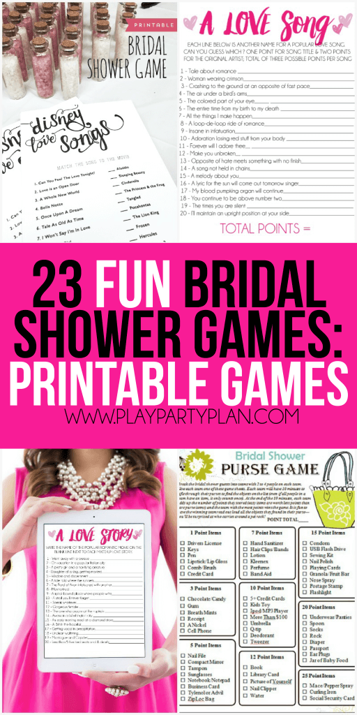 23 more funny bridal shower games that don’t suck including everything from games for couples, interactive games for large groups, and even a bunch of free printable bridal shower games! So many of these would be hilarious for a co-ed shower or for bride to learn more about the groom. Definitely a bunch of the best unique bridal shower games. 