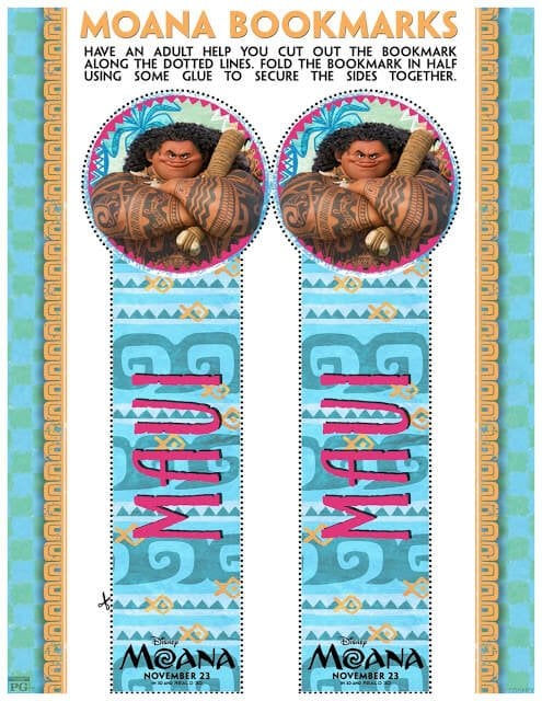 Free Moana Movie Maui Bookmark