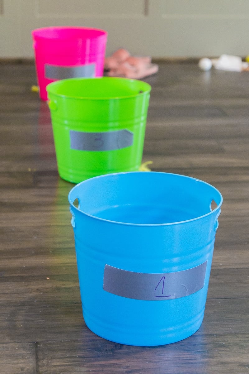 Buckets setup for Thanksgiving games