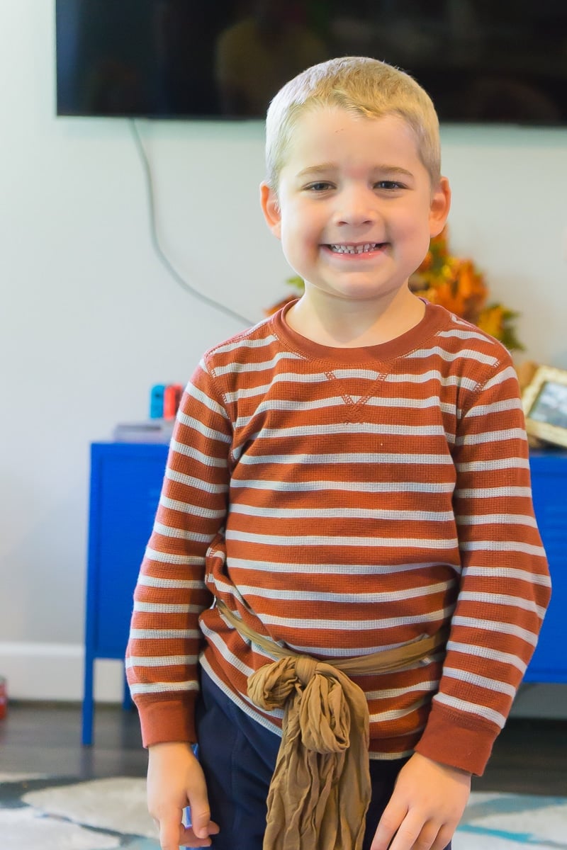 A kid excited to play Thanksgiving games