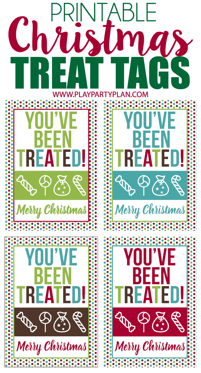 These free printable Christmas treat tags are perfect to use as bag toppers when you give friends holiday treats! Or give them as part of the 12 days of Christmas or even with homemade treats in a stocking! Kids will love putting together treat bags to pass out to their friends and families, just like little elves! 