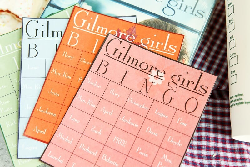 These Gilmore Girls bingo cards would be perfect for a party to watch the new show on Netflix on Black Friday! Who will we see first - will it be Rory, Lorelai, and Luke or maybe some junk food like pop-tarts. Doesn’t matter if you’re Team Logan, Jess, or Dean, you’ll love these ideas for funny games during a Gilmore Girls viewing party! I’m definitely printing them out to play with my sister! 