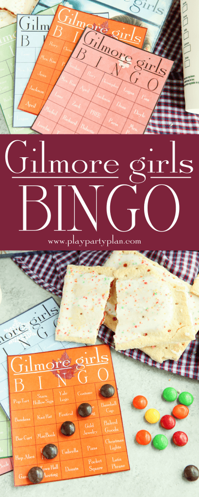 These Gilmore Girls bingo cards would be perfect for a party to watch the new show on Netflix on Black Friday! Who will we see first - will it be Rory, Lorelai, and Luke or maybe some junk food like pop-tarts. Doesn’t matter if you’re Team Logan, Jess, or Dean, you’ll love these ideas for funny games during a Gilmore Girls viewing party! I’m definitely printing them out to play with my sister! 