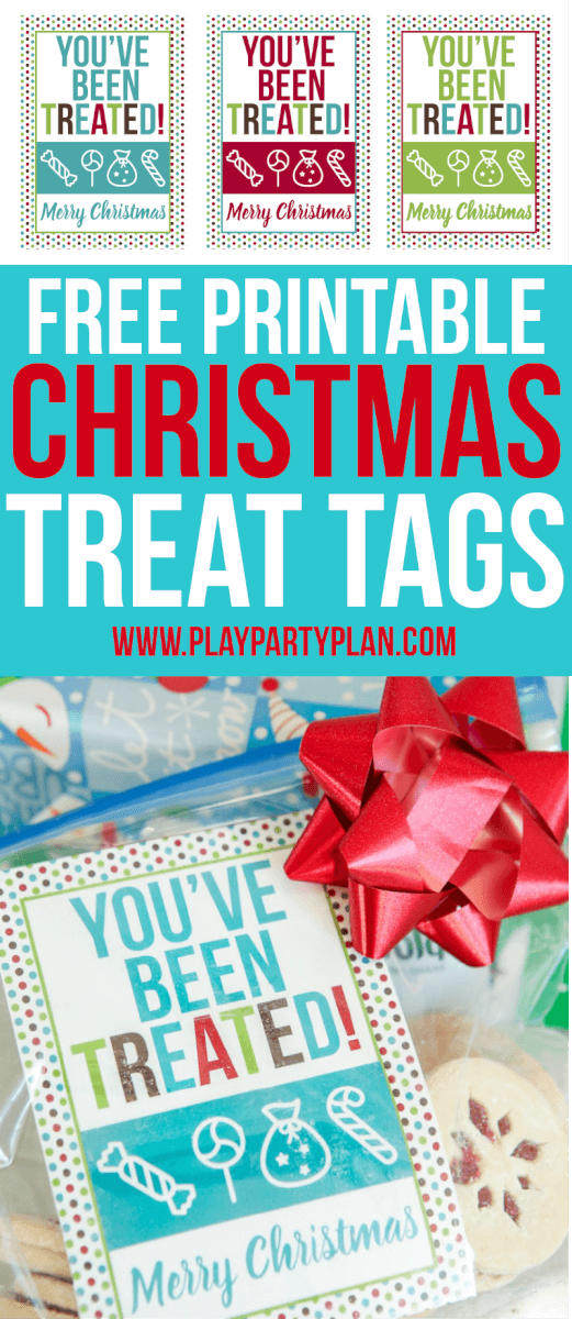 These free printable Christmas treat tags are perfect to use as bag toppers when you give friends holiday treats! Or give them as part of the 12 days of Christmas or even with homemade treats in a stocking! Kids will love putting together treat bags to pass out to their friends and families, just like little elves! 