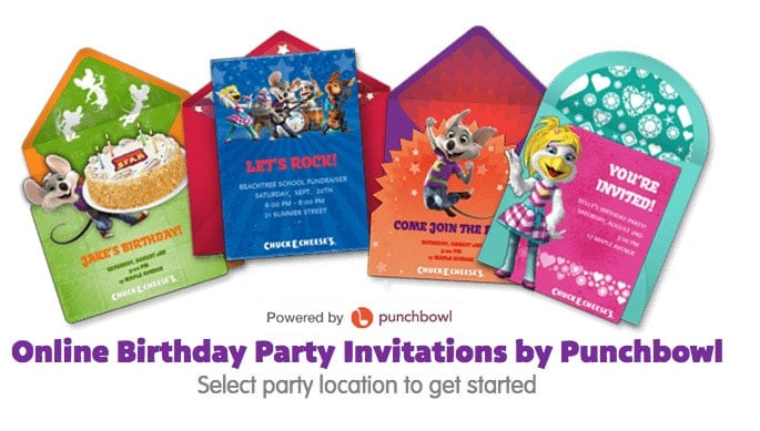 Chuck E Cheese birthday invitations you can send online