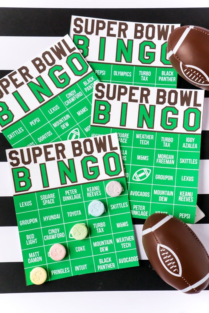 A fun printable Super Bowl bingo game based on commercials