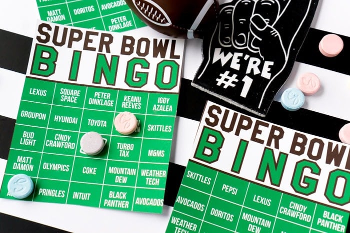 Printable Super Bowl commercial bingo cards for Super Bowl Sunday