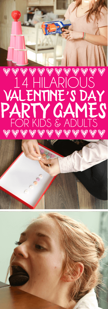 14 hilarious minute to win it Valentine’s Day party games that are great ideas for adults, for kids, for teens, and even for playing in the classroom! I love the idea of having an anti Valentines day party and playing these non-romantic games with friends for a little fun! 