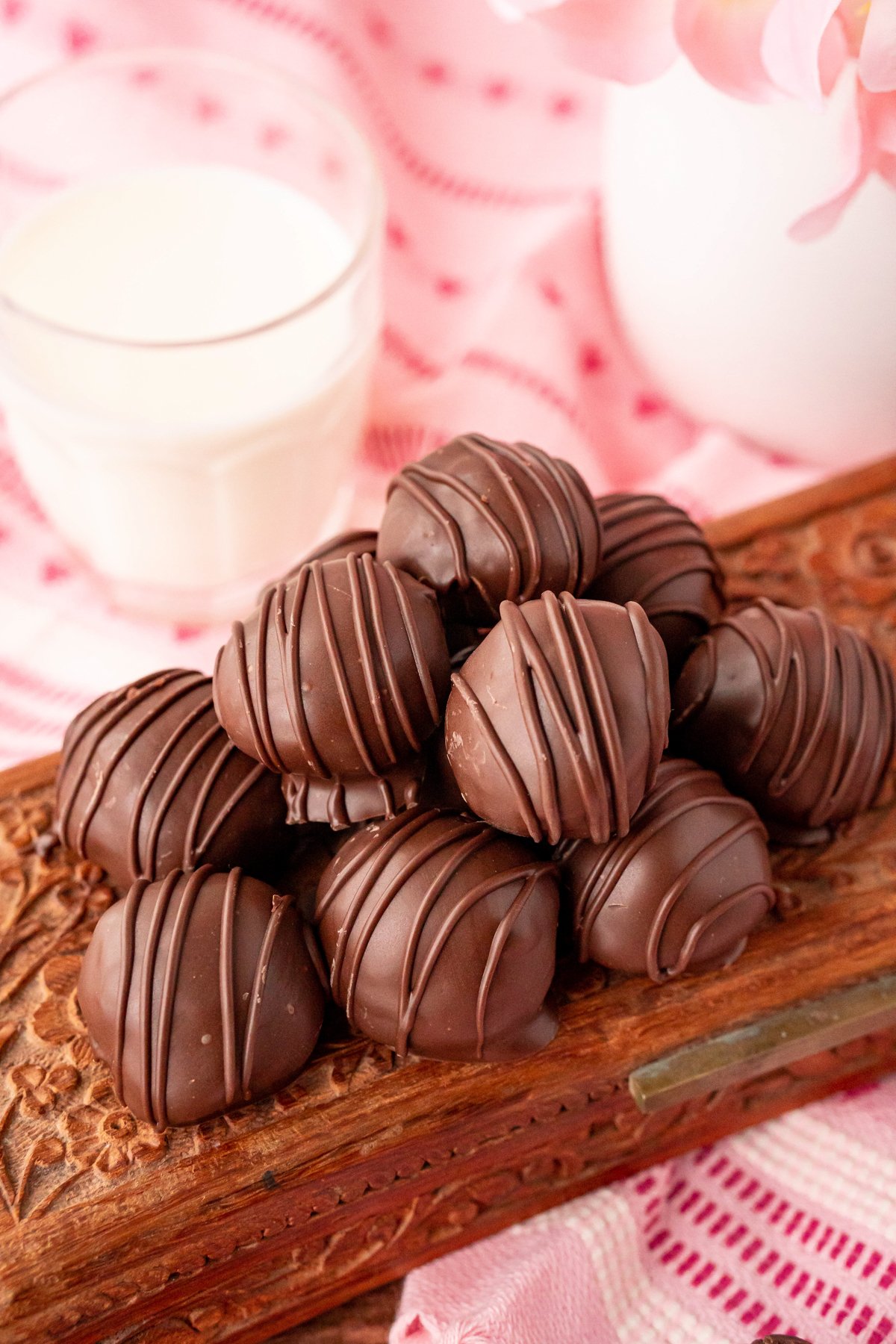 stack of chocolate truffles on top of each other