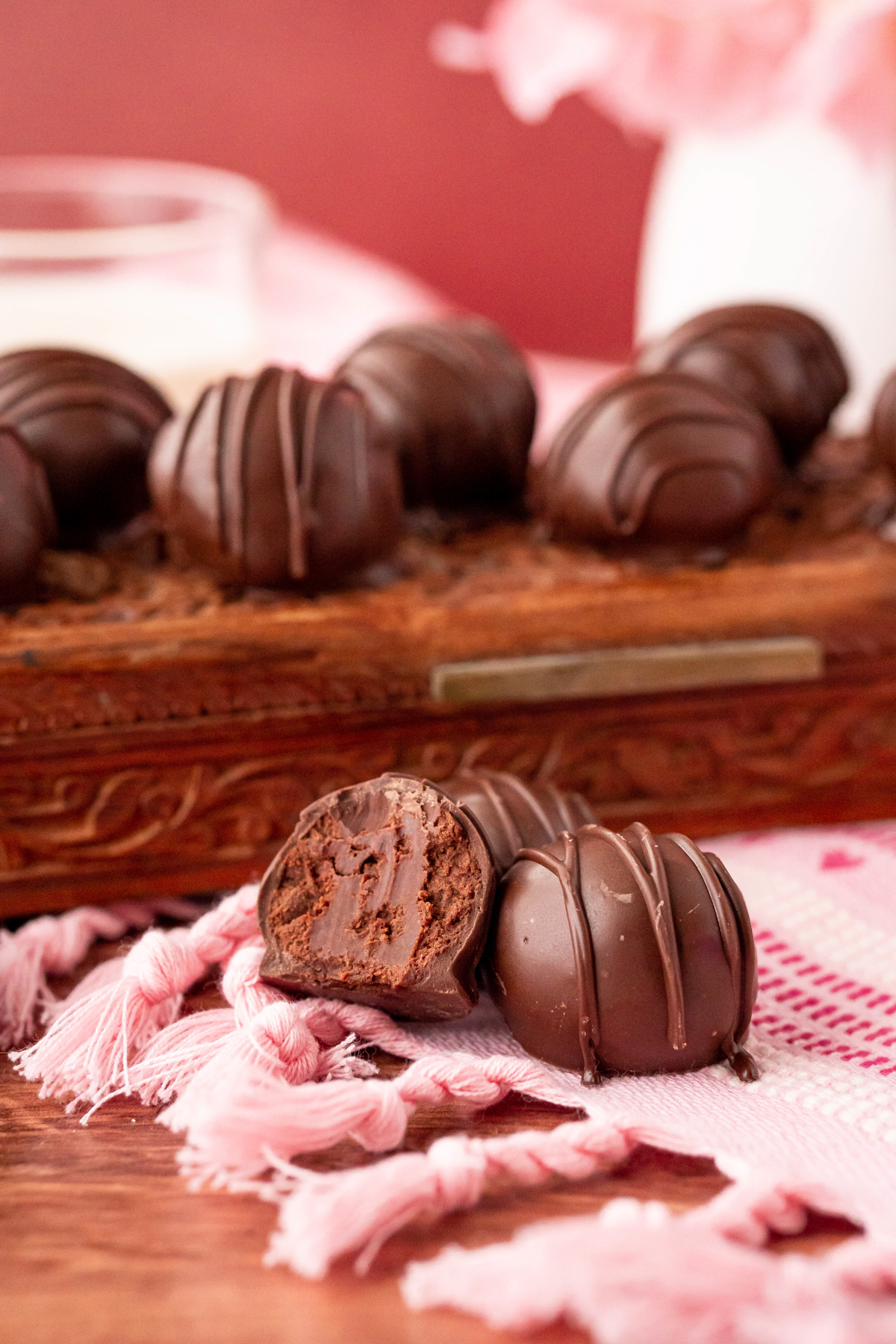 chocolate dipped truffles with a chocolate center 