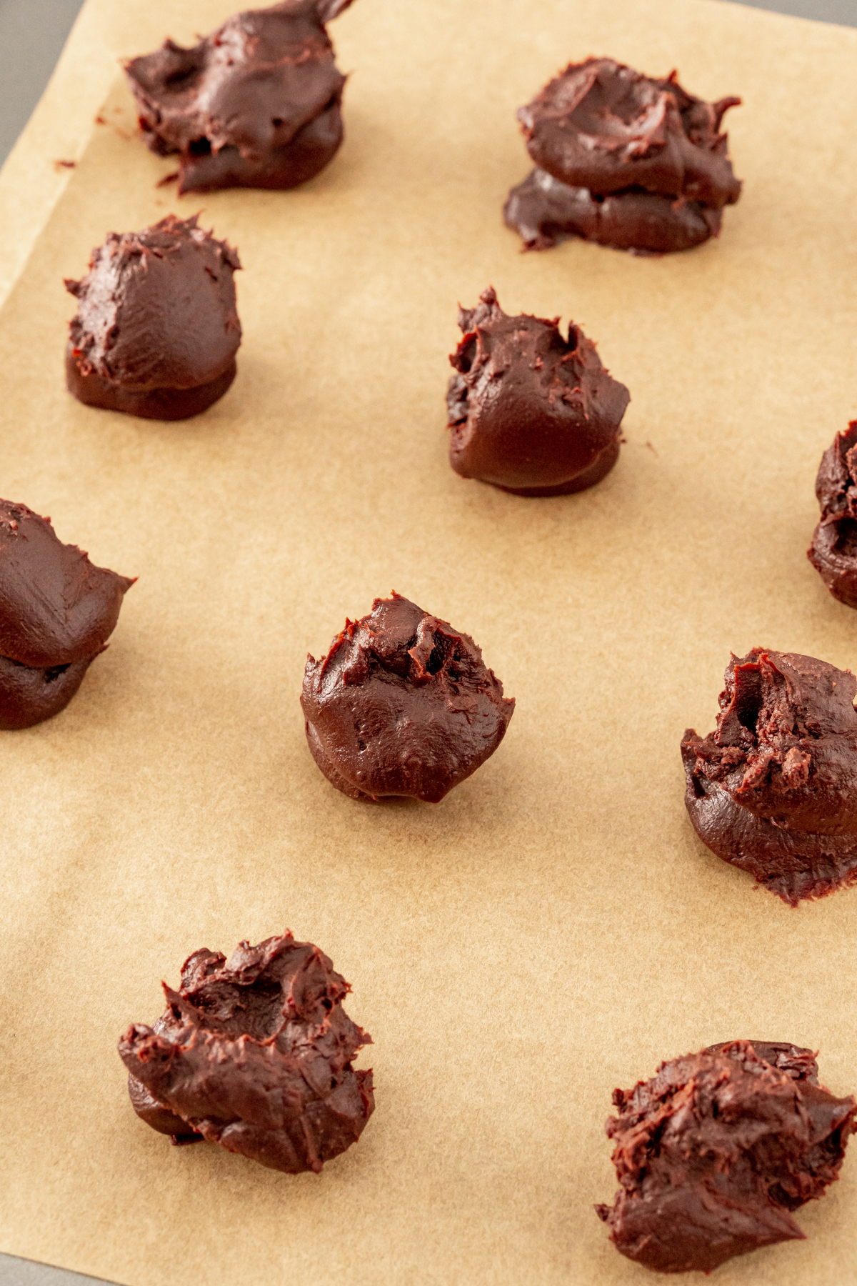 chocolate truffles on a piece of parchment paper