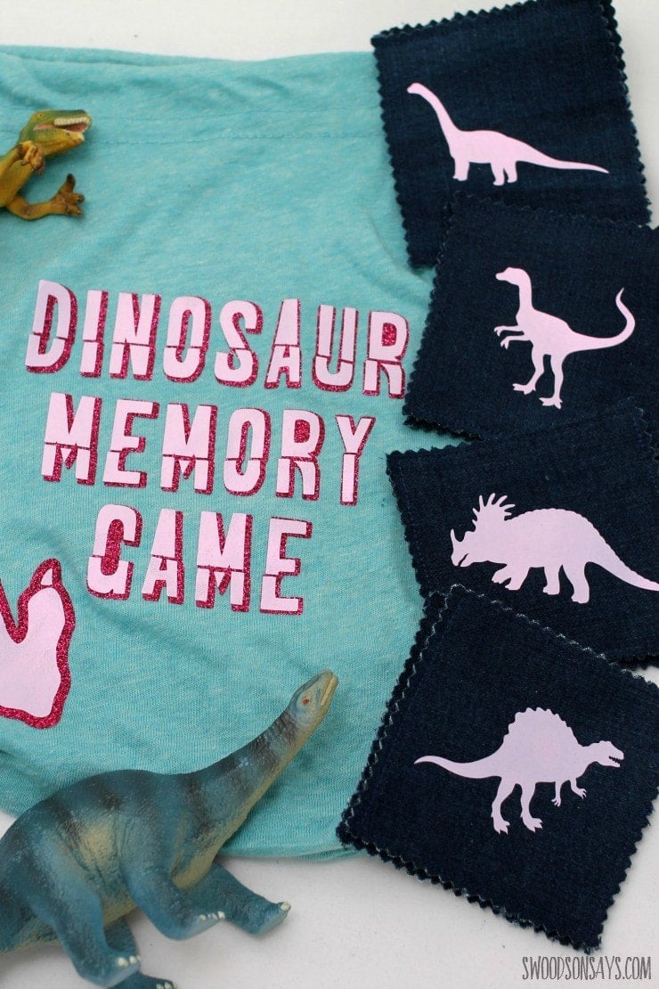 Dinosaur memory game made with the Cricut Explore Air