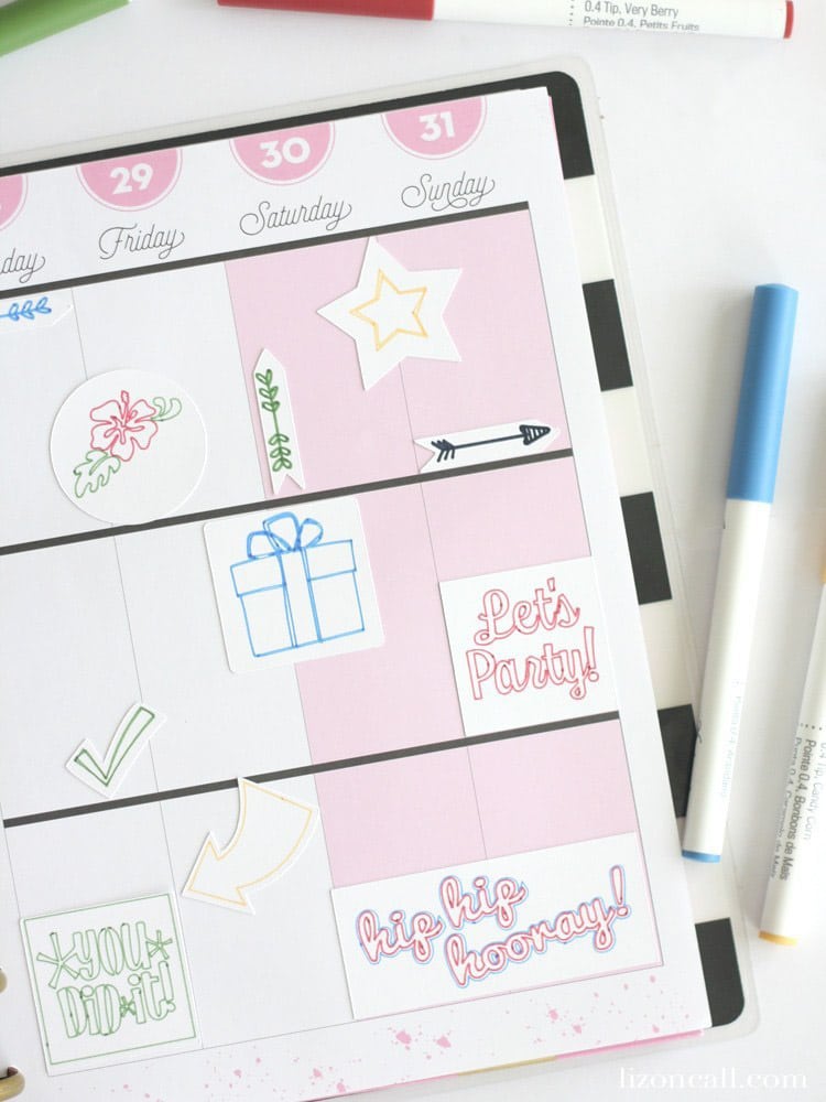 Planner stickers made with the Cricut Explore Air