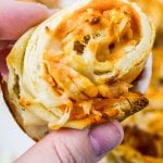 These buffalo chicken dip rollups combine buffalo chicken dip and a crisp naan exterior for the perfect game day food!