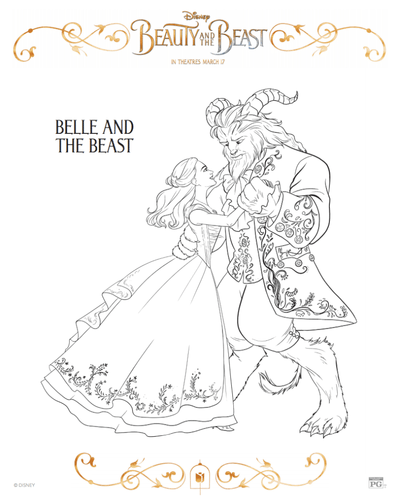 Free printable Beauty and the Beast coloring pages perfect to keep yourself entertained before the