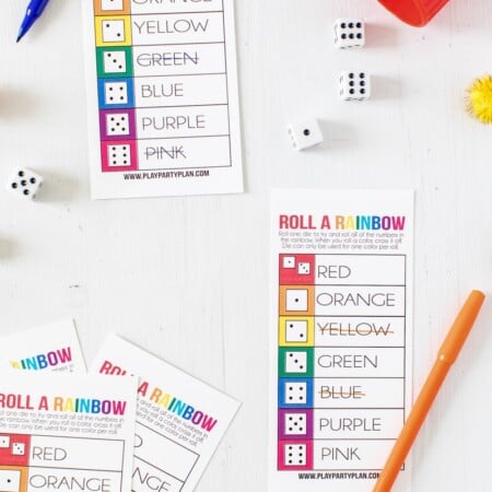Free printable roll a rainbow St. Patrick's Day game