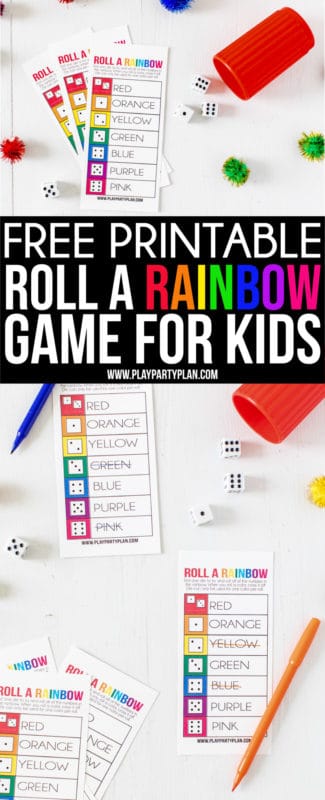 This roll a rainbow game is one of the best St. Patrick’s Day games for kids! Perfect if you’re looking for rainbow activities for the classroom, for a party, or just for a fun colorful afternoon!