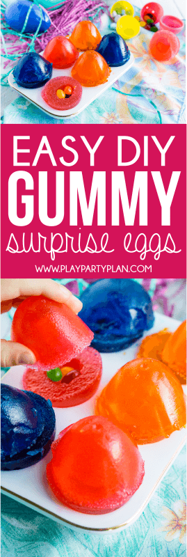 These gummy surprise eggs are one of the most fun edible Easter egg ideas ever! They're simple to make and hide a fun little surprise inside for the kids! They're the perfect Easter dessert that everyone will love.