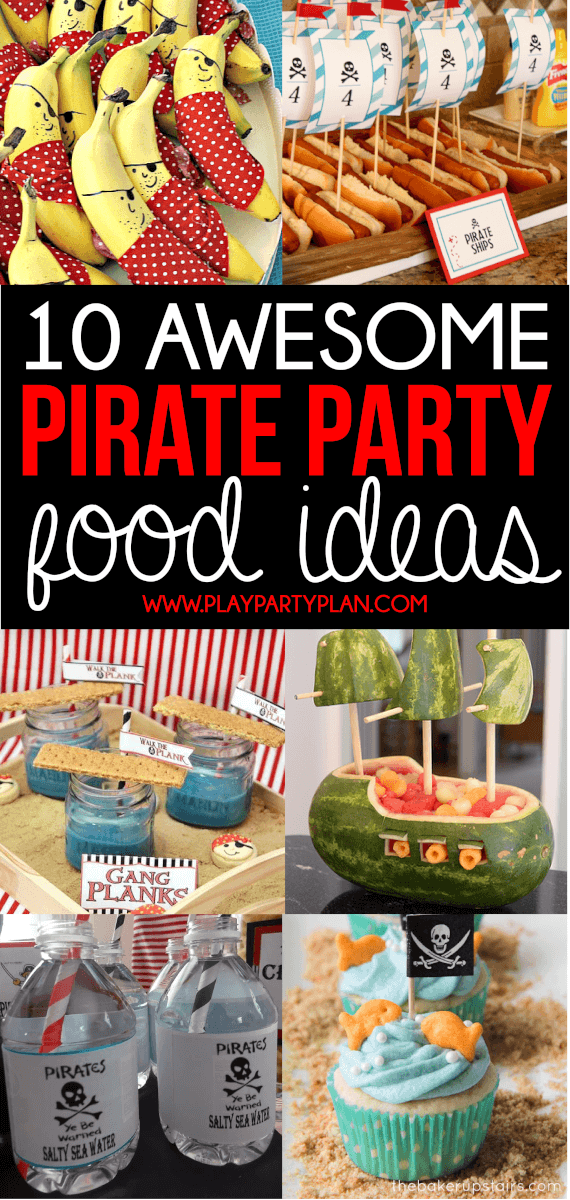 Awesome pirate party food ideas including everything from easy store-bought items to homemade pirate food ideas! Perfect pirate party ideas for any age!