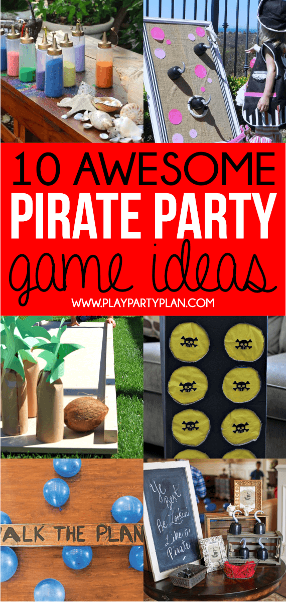 Awesome pirate party games including ones you can setup yourself, free printable ones, and more! Love all of these cute party ideas!