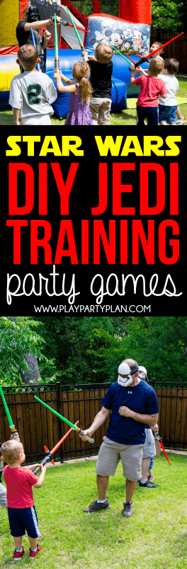 Try these fun DIY Jedi Training Academy party games for your next Star Wars birthday or kids party! Great ideas that work for boys, girls, and even a grown up party! Definitely trying these activities with my kids at our next Star Wars party!