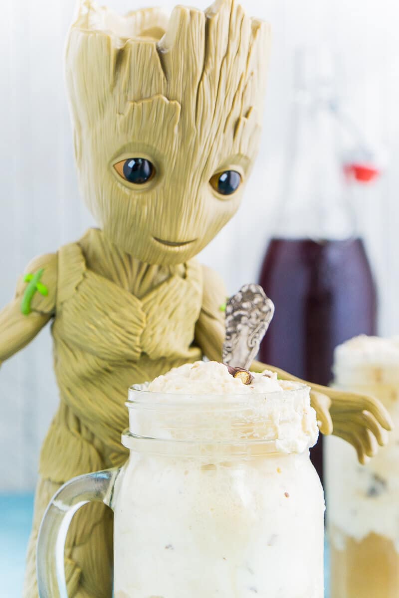 This Guardians of the Galaxy Groot inspired root beer float recipe will have you feeling like you can save the world!