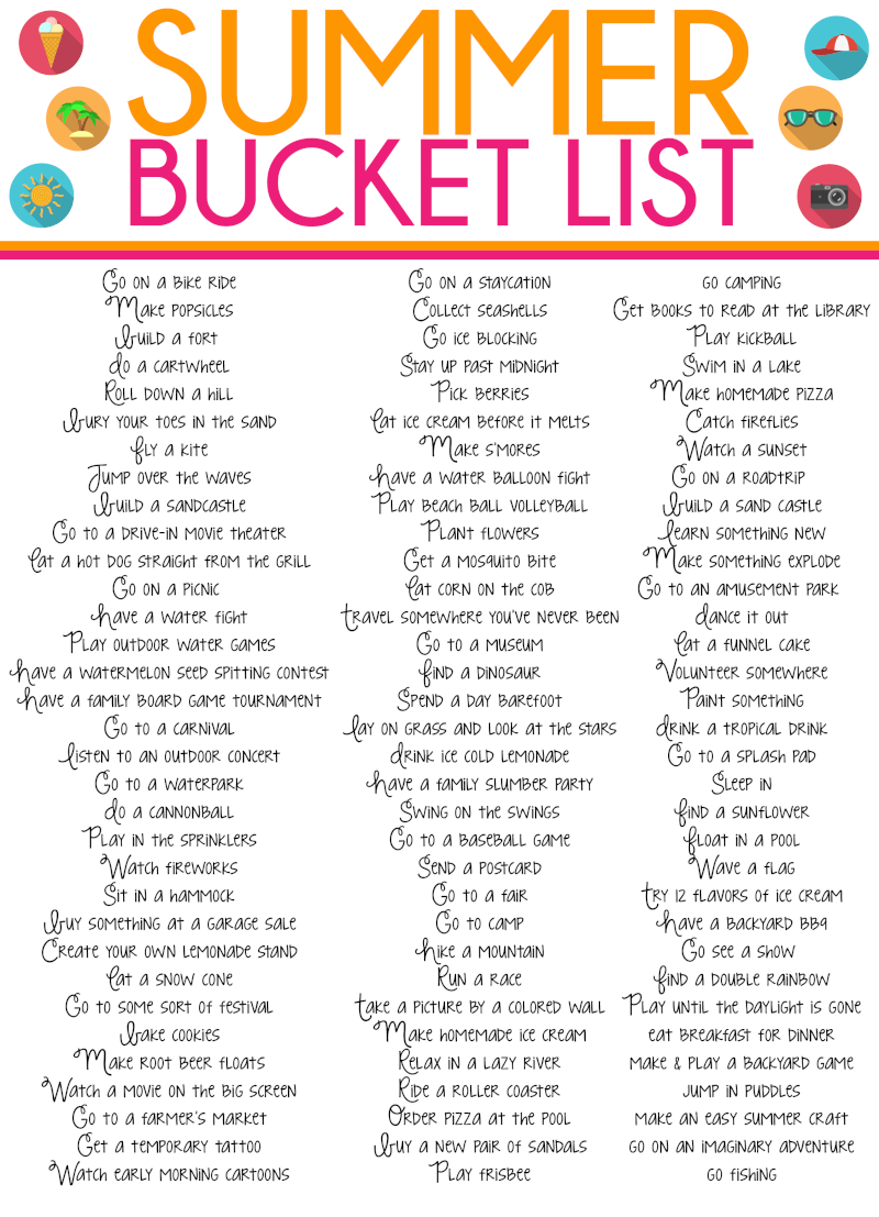 Summer To-Dos: Create a Bucket List