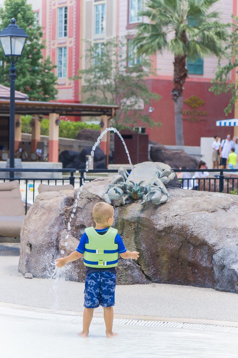 There's a great water play area for kids at Loews Portofino Bay Hotel