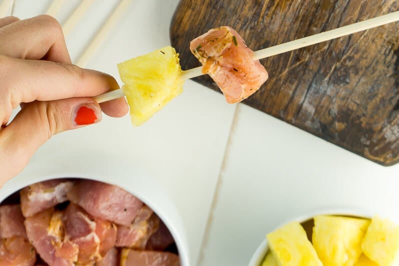 Skewer pork and pineapple for a delicious skewer recipe!