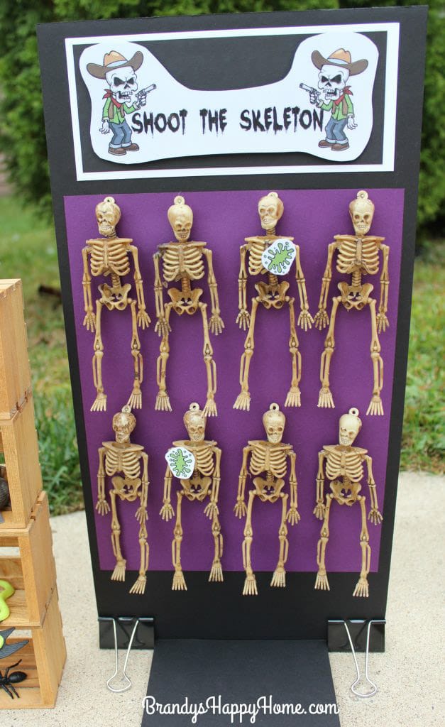 Skeleton shoot board and other Halloween carnival games