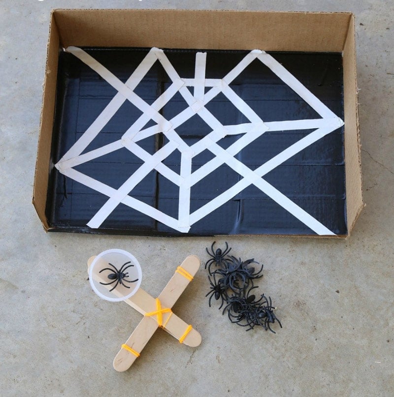 DIY spider launches make fun Halloween games for kids