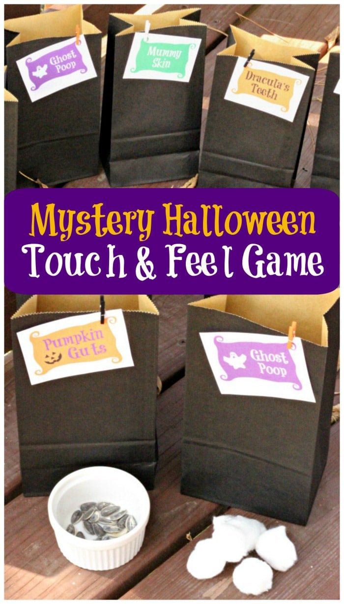 Spooky guess and feel bags make great Halloween games for kids