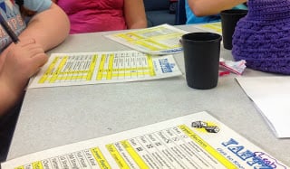 Playing fun back to school games around a table