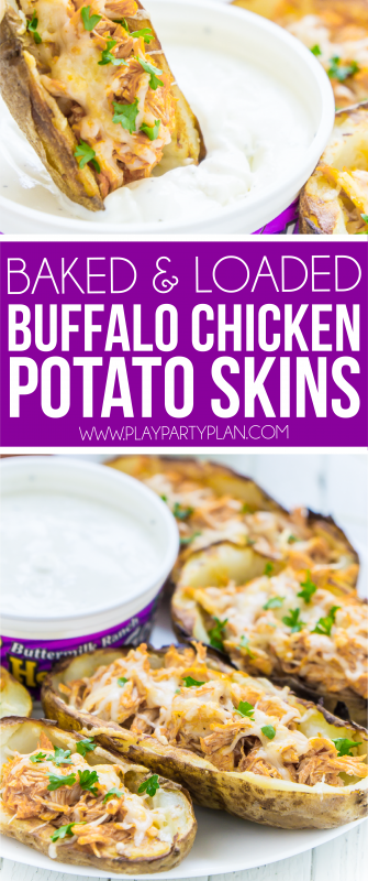 Simple buffalo chicken stuffed potato skins recipe