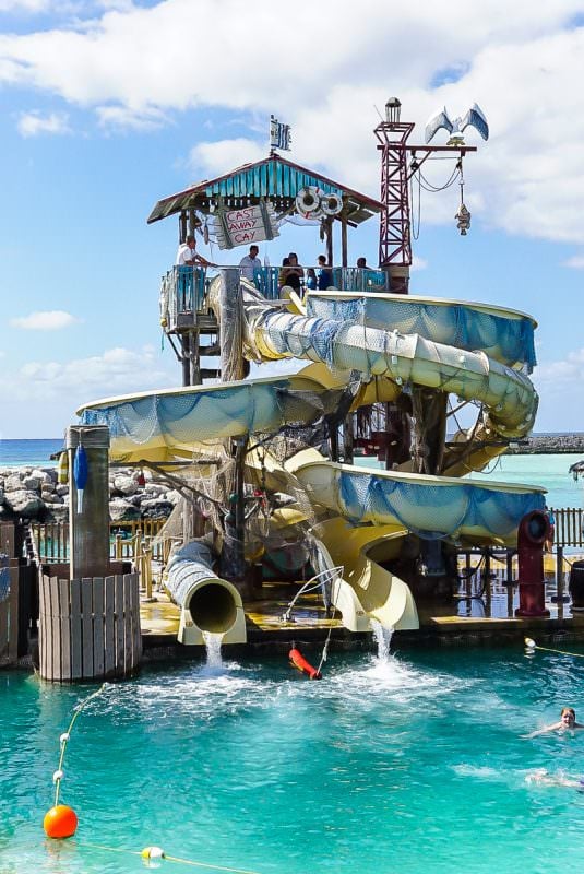 Pelican's Plunge at Castaway Cay has water slides for kids