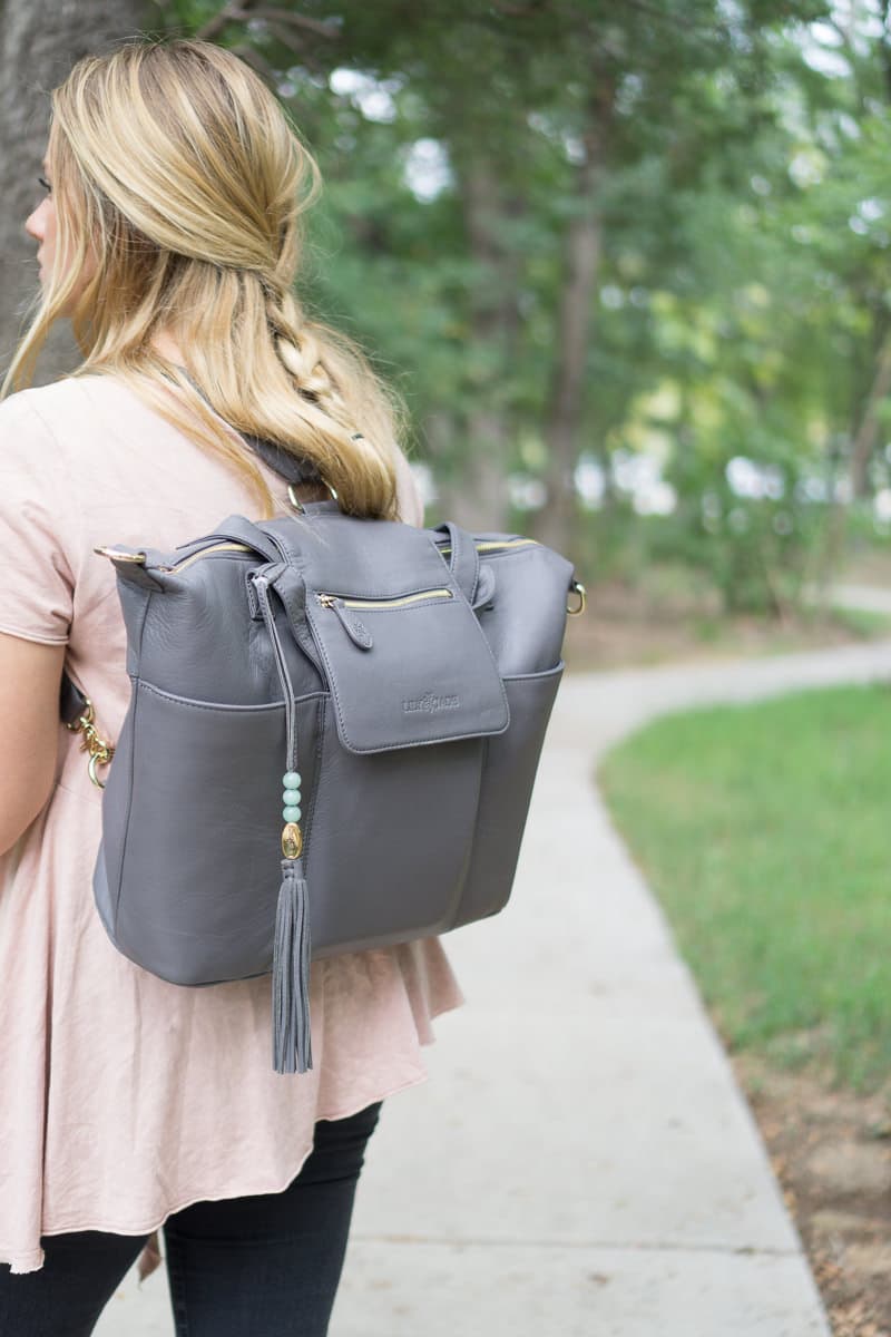 Use the Lily Jade diaper bag hands free with backpack style!