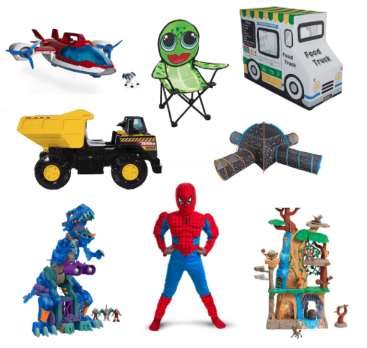 collage of pretend play toy images