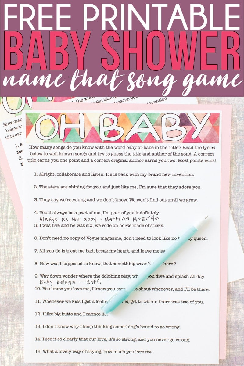 This guess the baby song game is the perfect printable baby shower game whether you’re looking for boys, for girls, or for coed shower games! Easy to play and so unique your guests won’t have played it before! One of the best games for men or women!