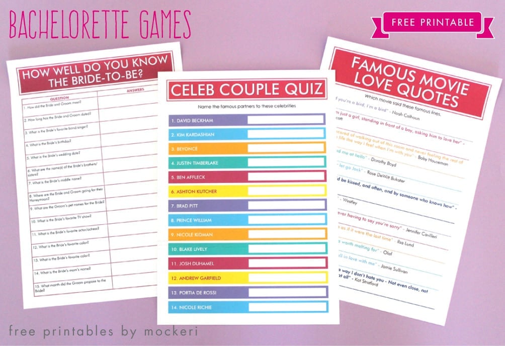 Printable movie quote guessing is a fun bachlorette party games