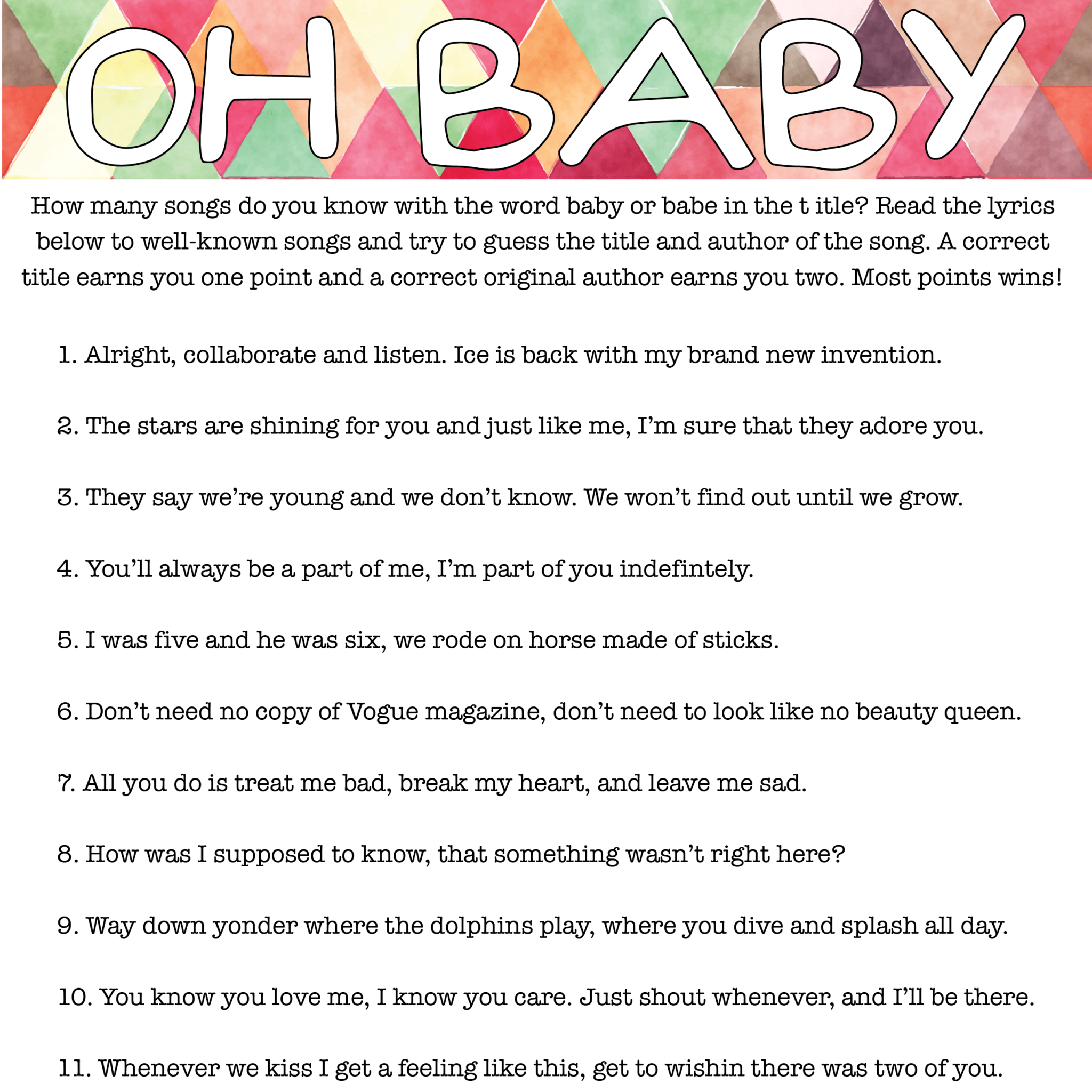 Music Match Printable Baby Shower Game || Lyric Song Digital Baby Shower Games Download Minimalist | Boy Party Games || Minimalist Theme