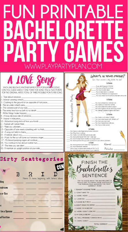 Bachelorette Party Game Ideas Free Printables