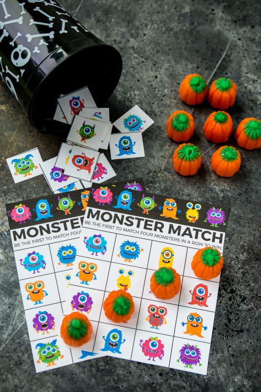 Cute monster themed Halloween bingo cards