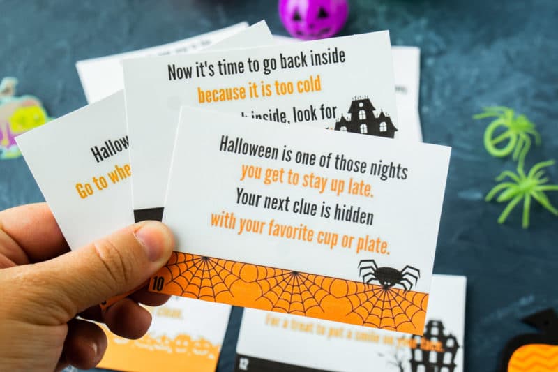 Halloween scavenger hunt for kids clues